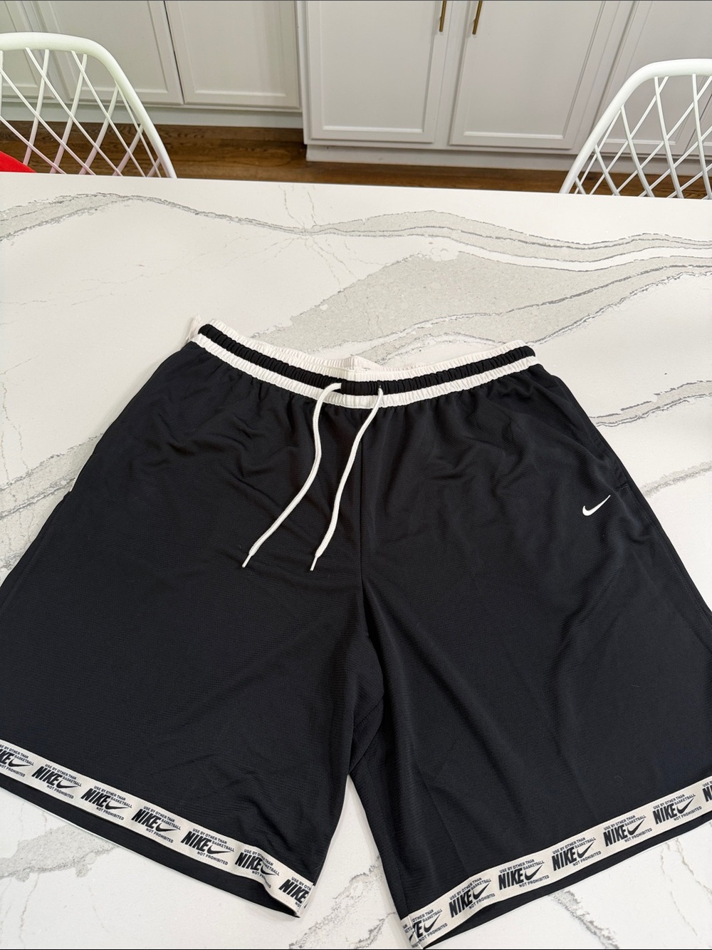 Nike Men’s Black Athletic Shorts with White Trim and Logo Size 4XL
